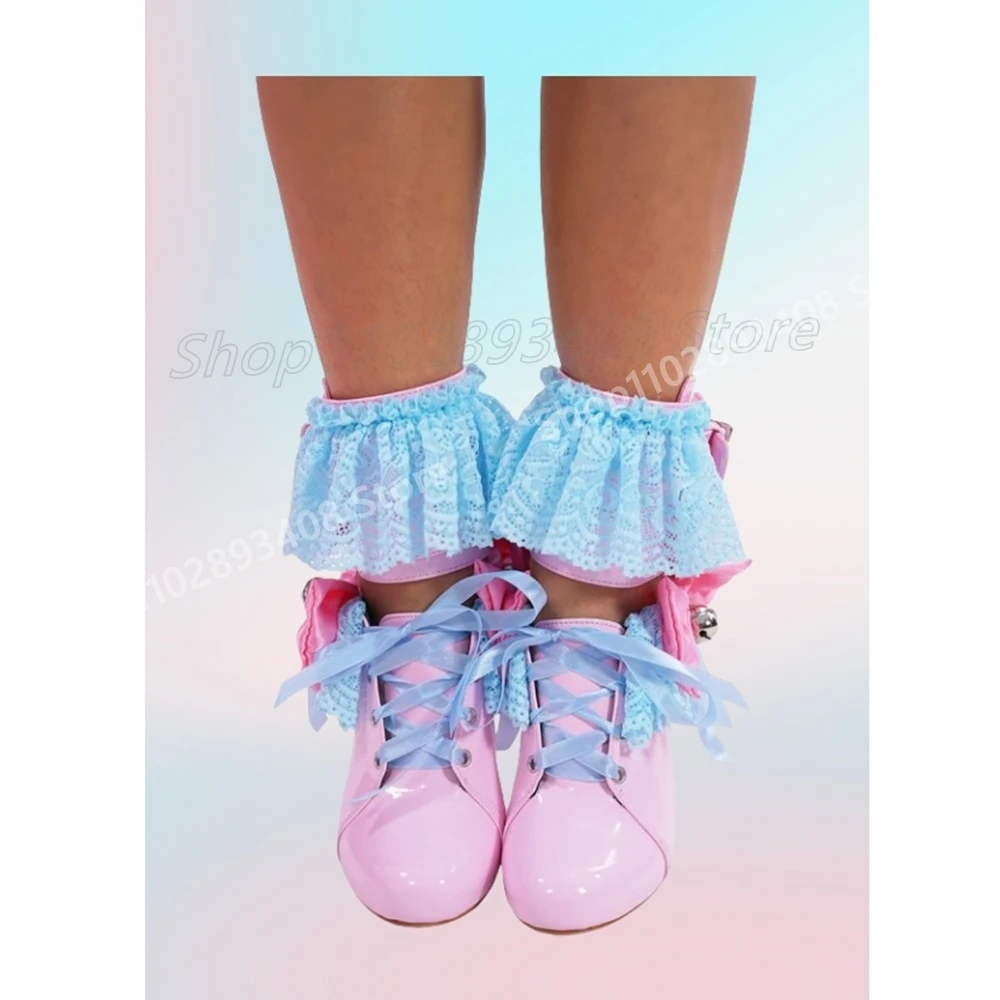 Escarpins décorés en dentelle multicolore pour femmes, nœud papillon, cloche cosplay, talon aiguille sexy, chaussures pour femmes, 2025