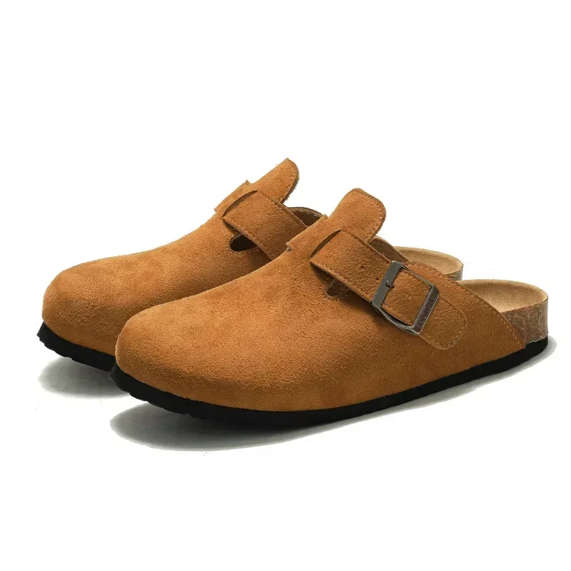 Classic Closed Toe Mule Slippers for Men with Cork Birken Stock Shoes Boston Clogs Cork Slides Mens Suede Beach Slippers Man