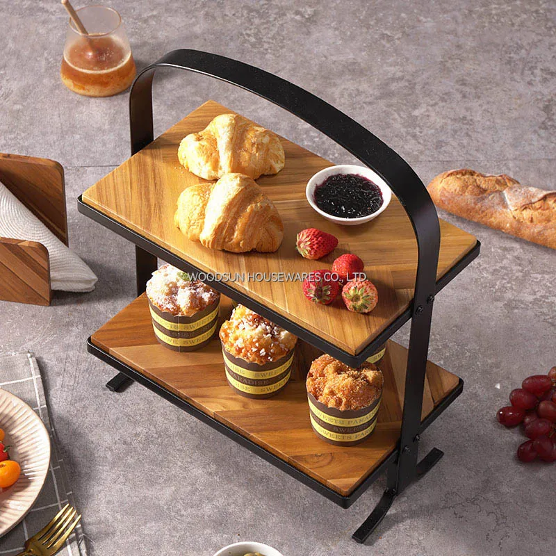 2 Tier Food Serving Tray With Stand