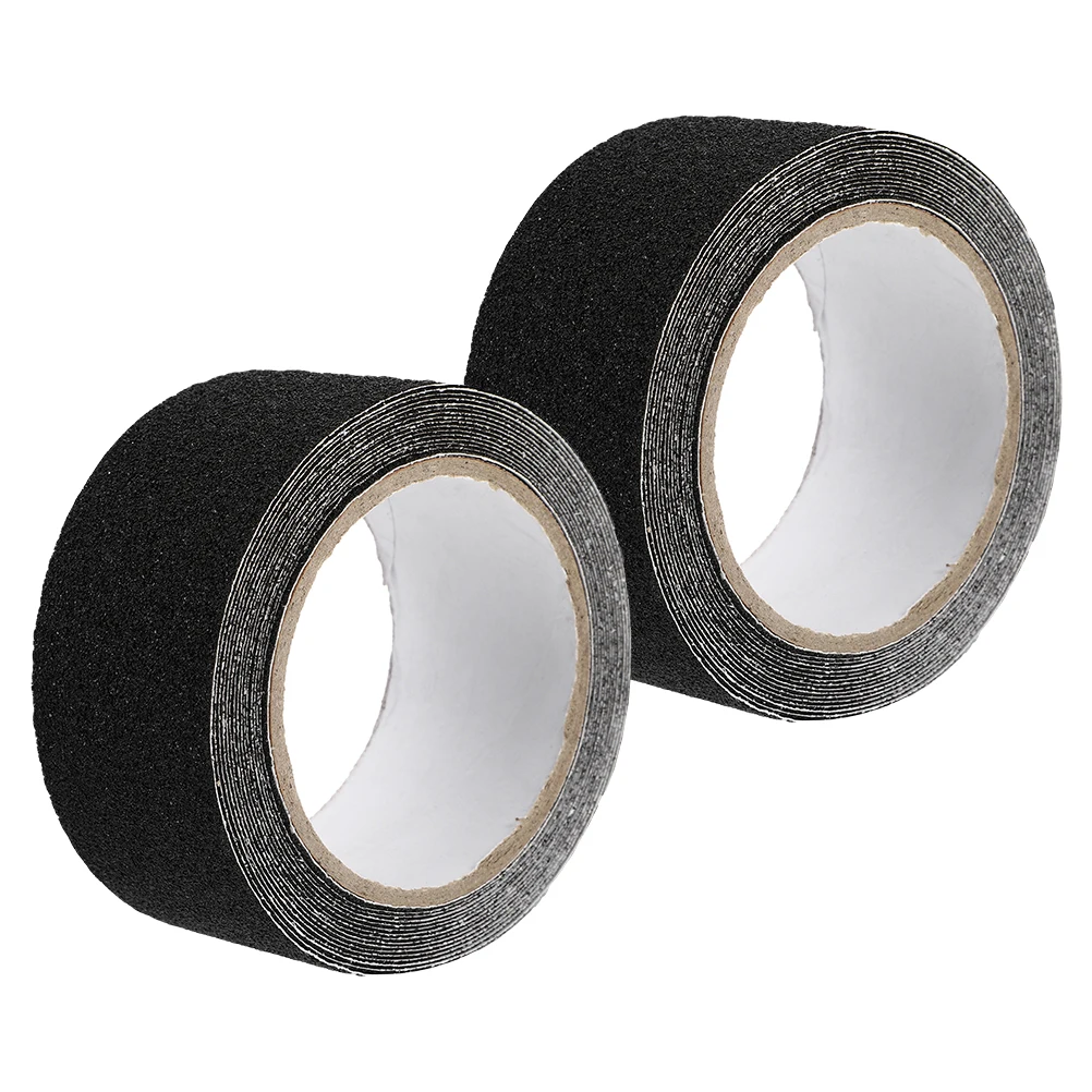 

2pcs 2 Rolls Traction Tape PVC Stair Treads Matte Tape For Outdoor Adhesive Friction Black Skid Proof Safety