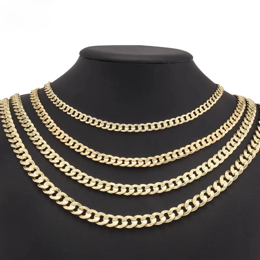 Ruixi 18K Gold Plated Figaro Cuban Chain Classic Fashion Jewelry Laminated 14K Gold Filled Perfect Party Gift