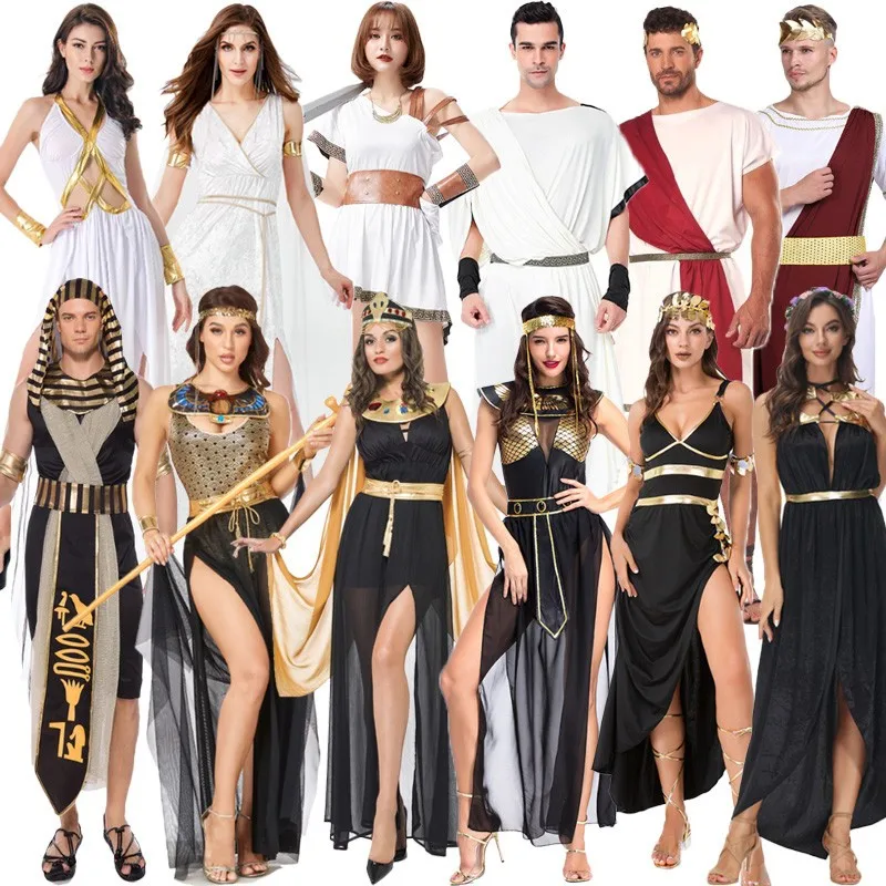 

Halloween Cosplay Pharaoh Performance Costume Carnival Athena Goddess Outfit Party Egyptian Queen Attire Stage Folklore Dress