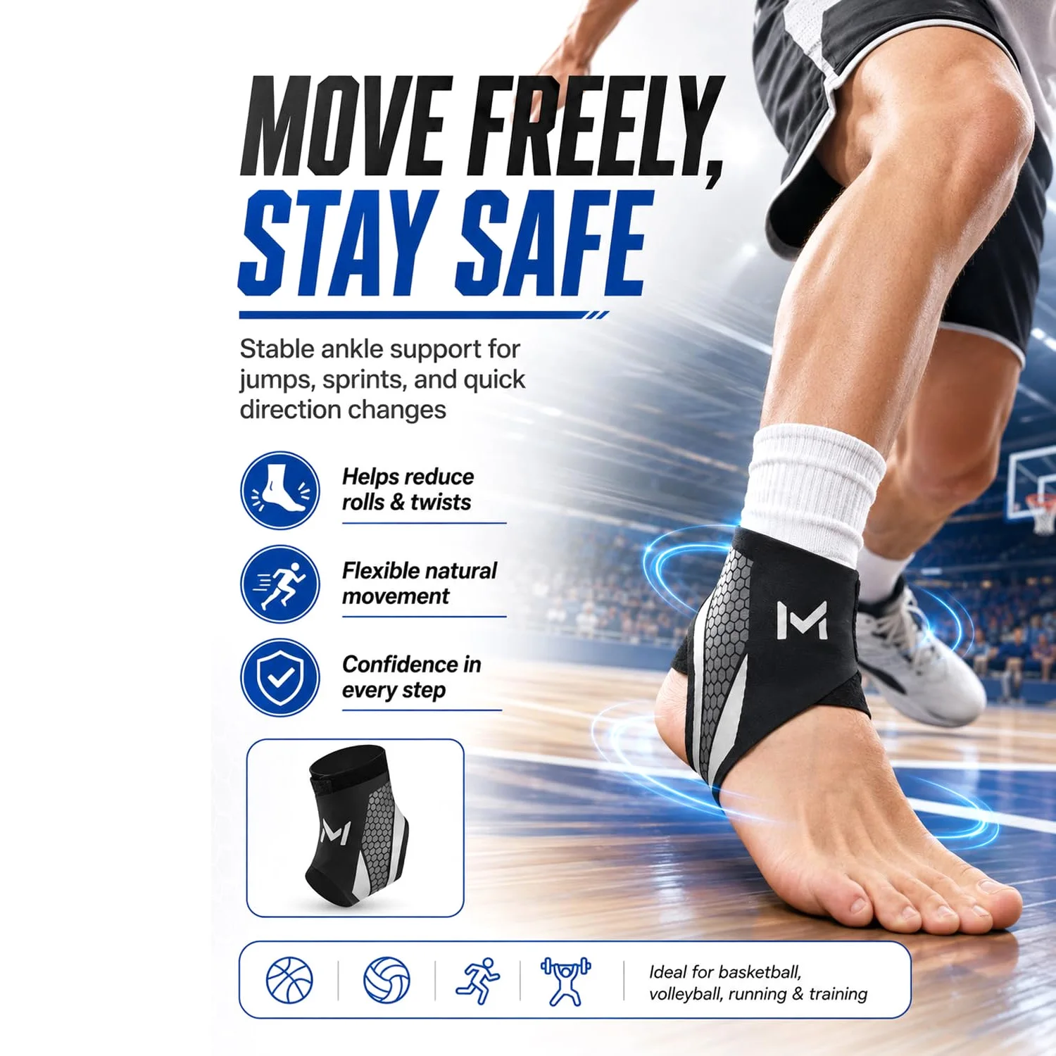 2Pcs Ankle Brace Compression Support Stabilizer,Lace-Up Sports Basketball Sprain Recovery Men Women Adjustable
