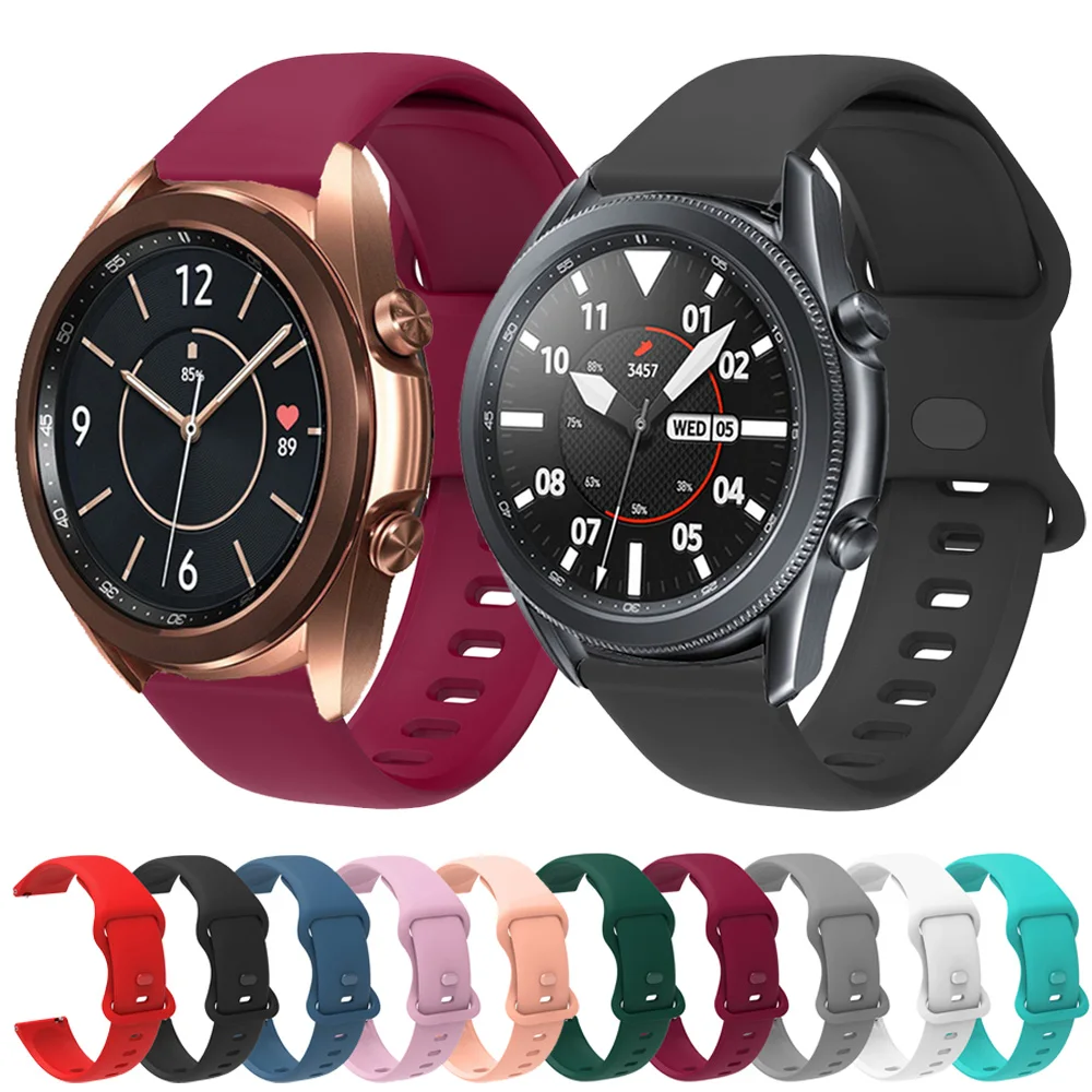 

For Samsung Galaxy Watch 3 41mm 45mm Strap 20mm 22mm Silicone Sport Replace Bracelet For Samsung Active 2/Gear S2 S3 Watchband