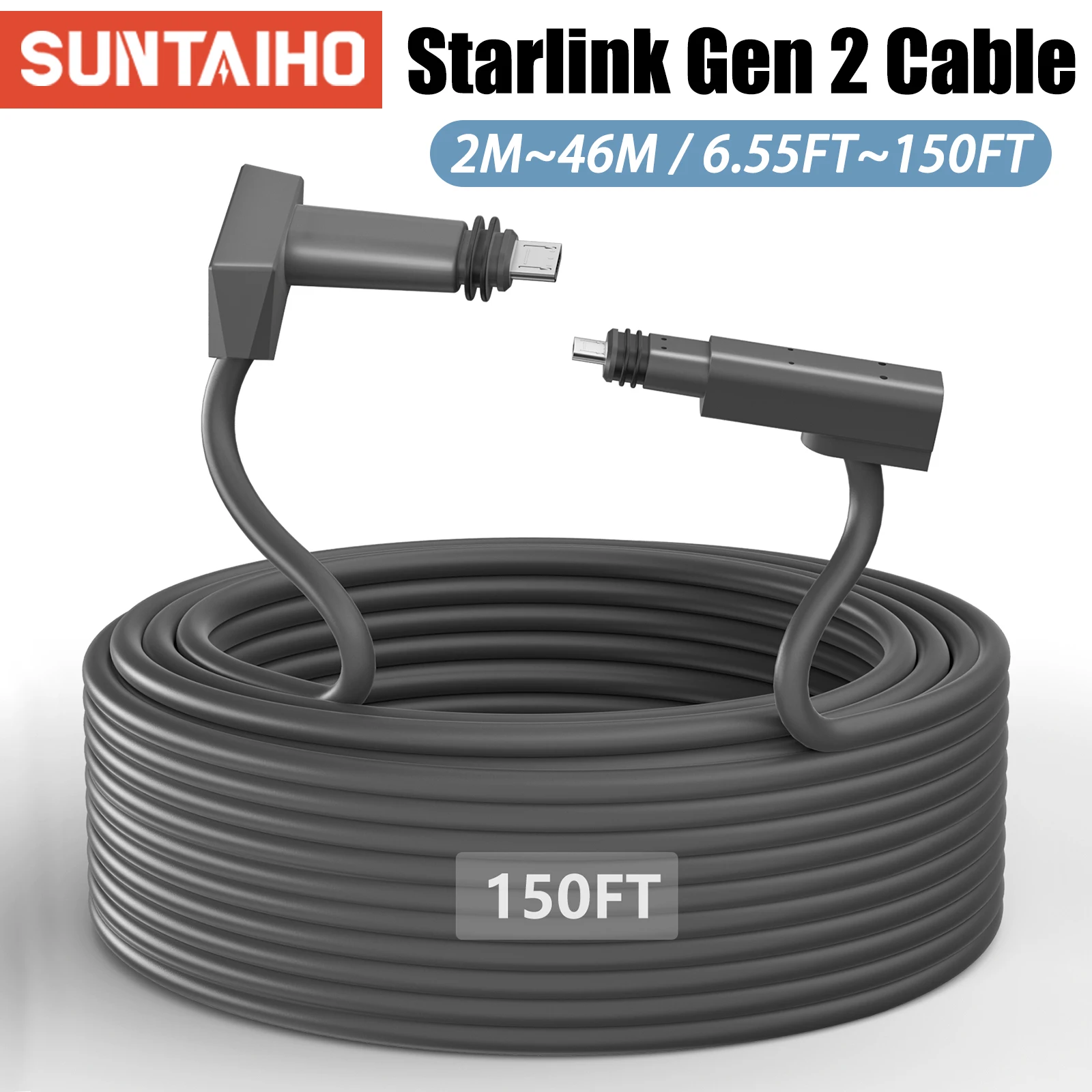 

Suntaiho Starlink Gen2/V2 Cable for Satellite Gen 2 High-Speed Replacement Extension Cable Compatible with Starlink V2 Satellite
