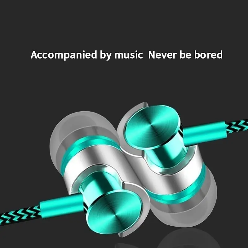 9D HIFI Heavy Bass หูฟังแบบมีสายโลหะดิจิตอล 3.5 มม.AUX พร้อมไมโครโฟนหูฟังชนิดใส่ในหูกีฬาชุดหูฟังเพลงสําหรับ samsung Xiaomi Huawei