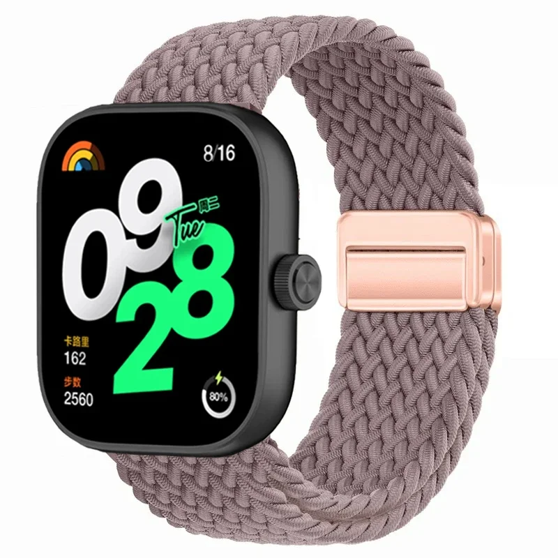 Pulseira de nylon trançada para relógio redmi 45, fivela magnética, pulseira respirável, xiaomi band 9 8 pro, cinto ajustável