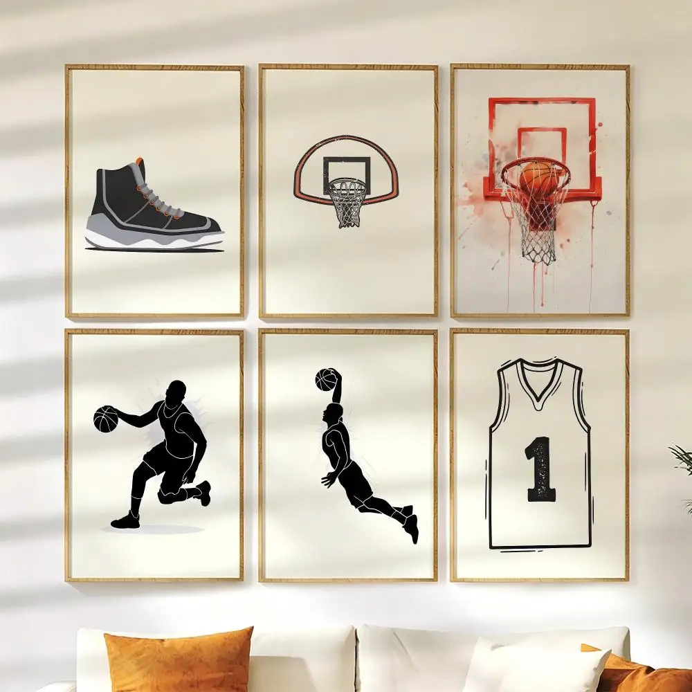 Basketball-themed Sports Decorations Poster Wall Stickers Painting Self Adhesive Art Decals for Bedroom Living Room Home Decor