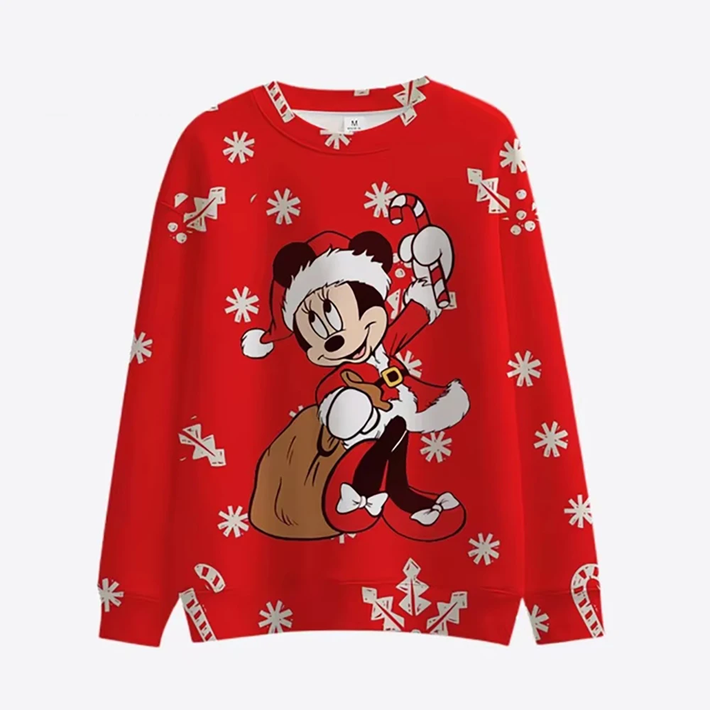 Sweat à capuche imprimé Minnie pour femmes et enfants, col rond, manches longues, décontracté, mode de Noël, automne, nouveau, Y2K