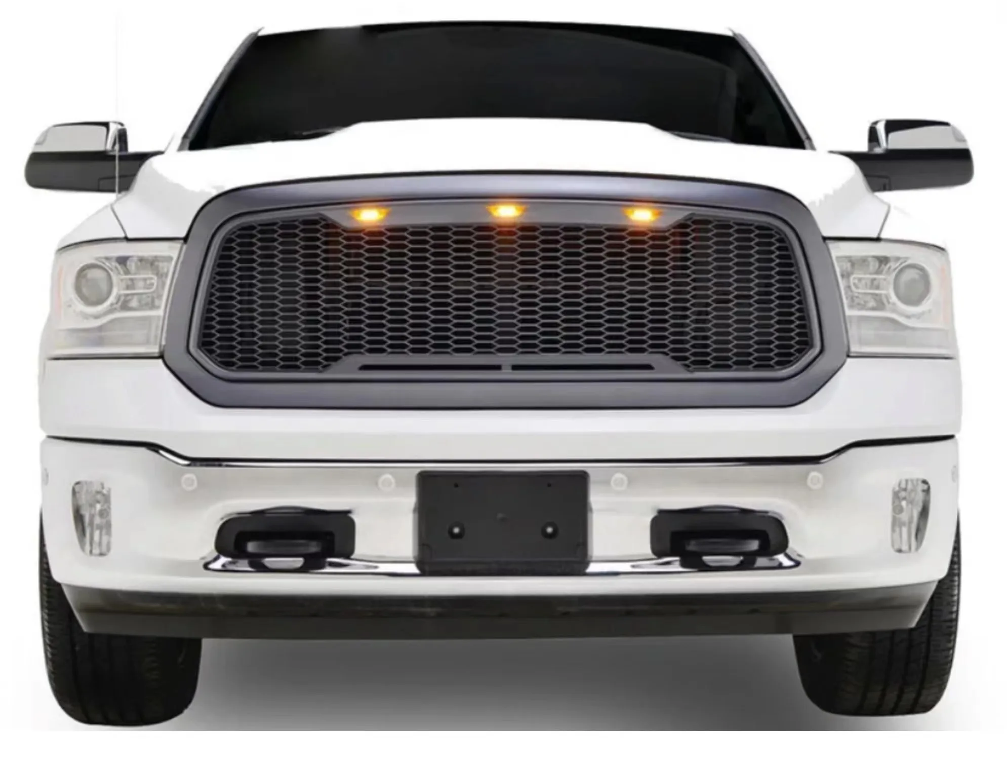 Grade dianteira do carro para Dodge Ram 1500 2013 2014 2015 2016 2017 2018, capô superior favo de mel, luz LED