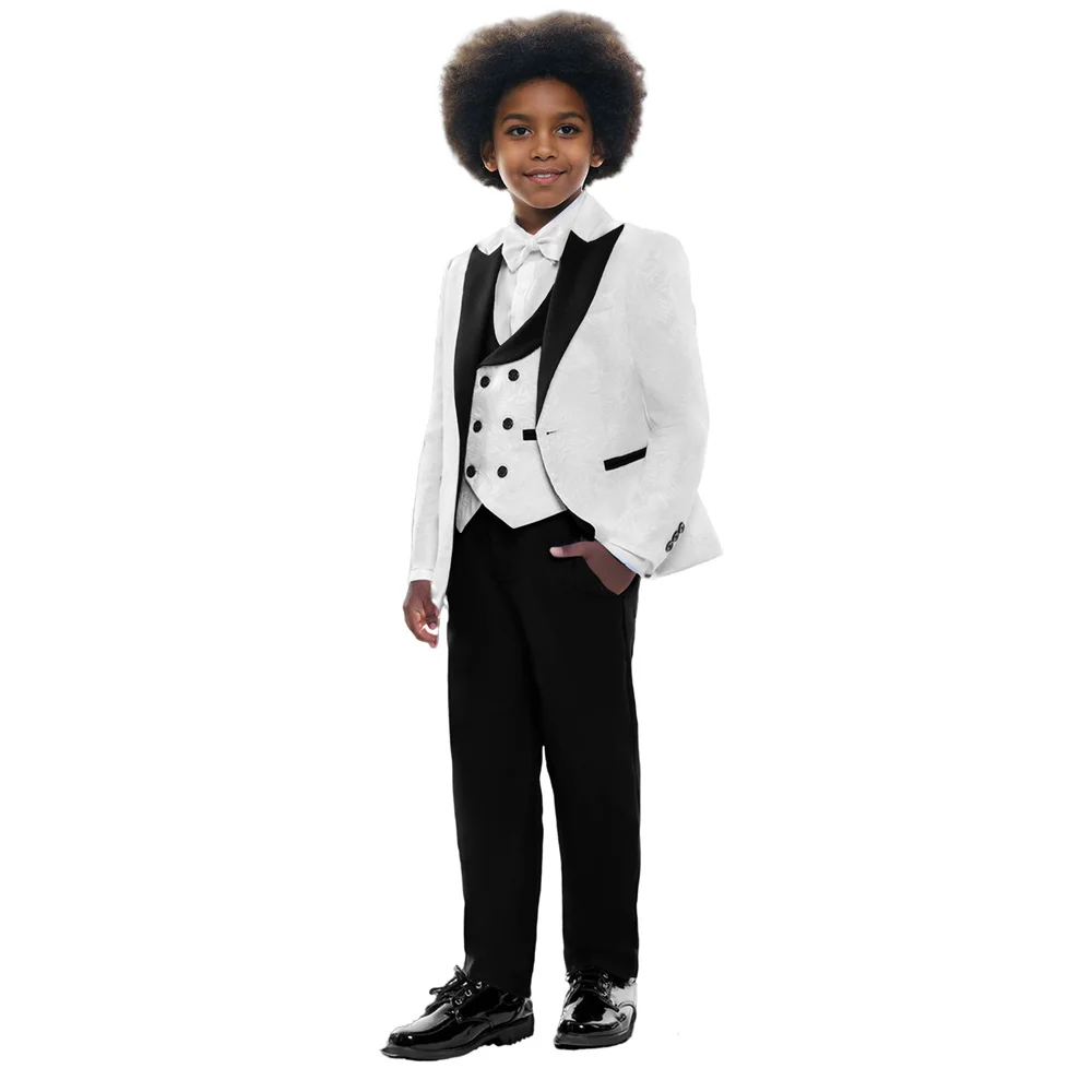 High Quality Stylish Boys 4 PCS Suit Set Formal Boys Clothing First Communion Suit For Boy Kids Blazer Pants Vest