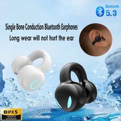 Wireless Bluetooth Earphones Single Ear Bone Conduction Earphones Clip Ear Music Noise Cancelling HD Call Sports Gaming Earphone