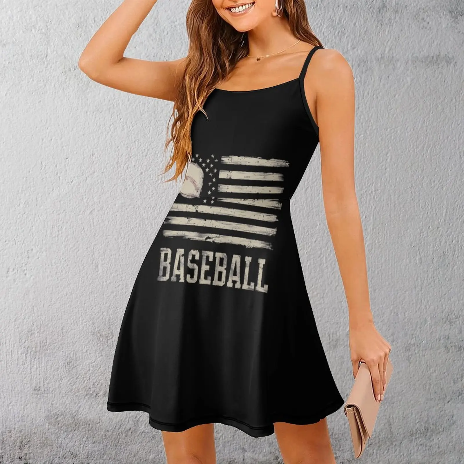 

Sexy Baseball Sport Graphic Print Novelty Women's Sling Dress Woman's Clothing Humor Graphic Vacations The Dress