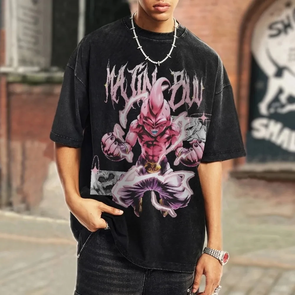 

Dragon Ball Majin Buu Washed Old Couple Clothing Short Sleeve Sports Comfortable Summer Popular Short Sleeve Half Sleeve Popular