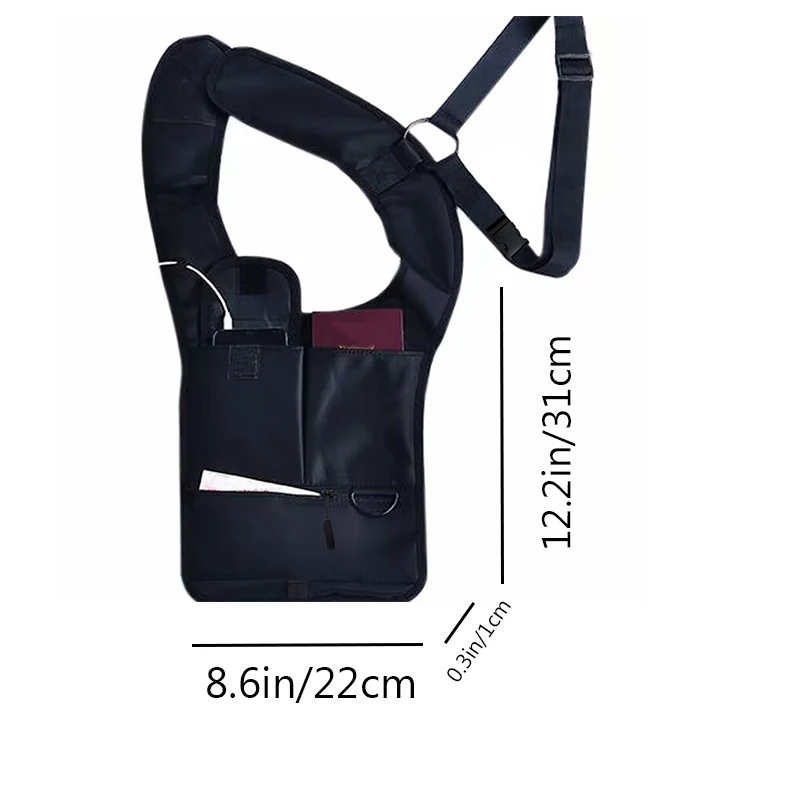 Borsa sottobraccio nascosta unisex con cinghie per gilet tattico, borsa a tracolla stealth per telefono e cuffie, borsa a tracolla stile agente