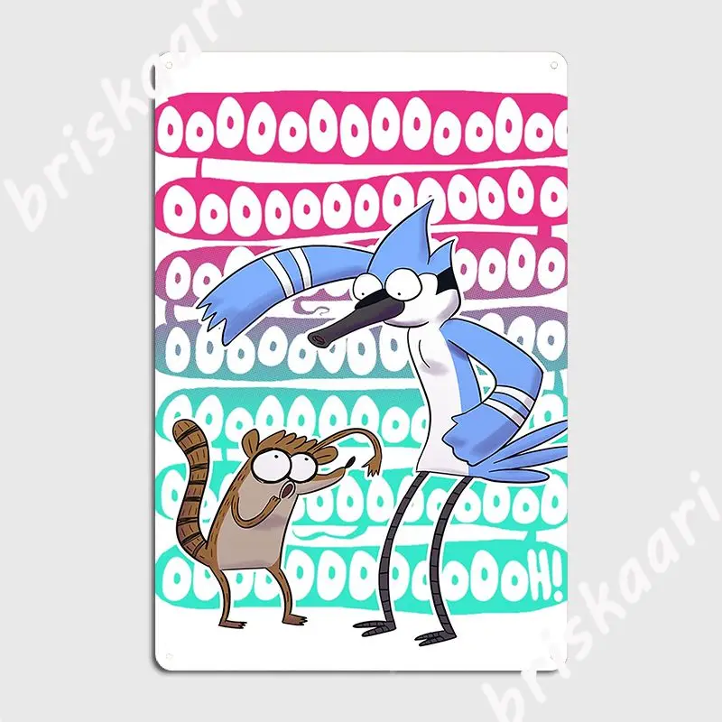 Mordecai And Rigby Oh Metal Plaque Poster Club Bar Personalized Club Home Mural Painting Tin Sign Posters