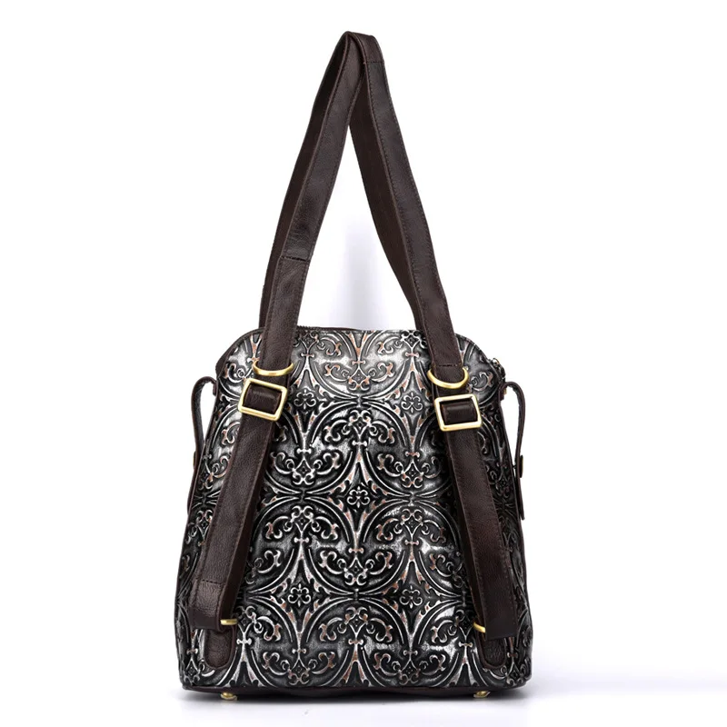 Leather Restoring Ancient Ways Fashion Wind Portable Women's Handbags Embossing Restoring Ancient Ways  Shoulder Bags