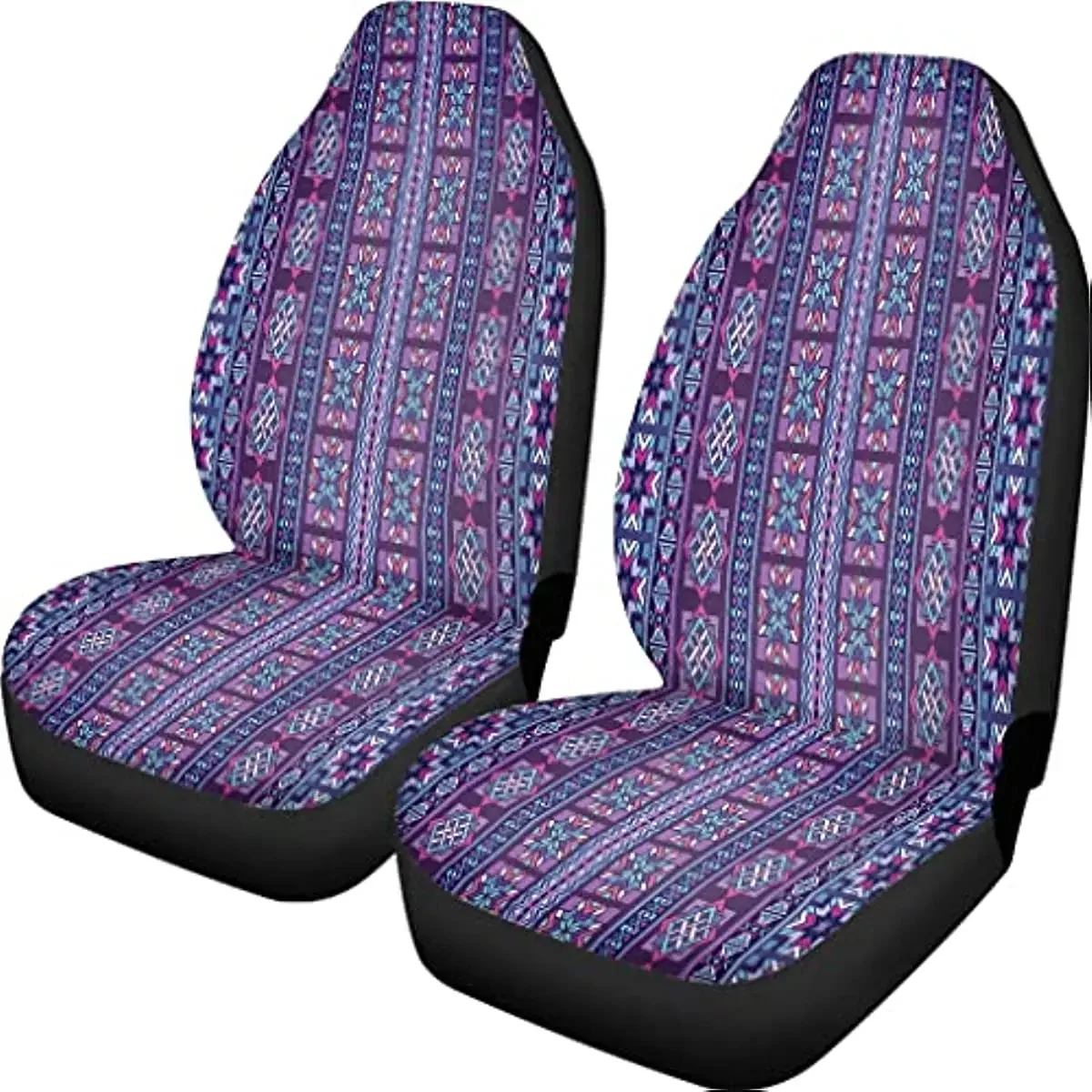 Pehede Car Seat Covers for Women Boho Purple Tribal Pattern Cruciform Flower Seamless Pattern Universal Automotive Seat Covers