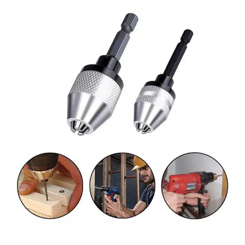 Mini Chuck Fixture Sturdy And Durable Round Handle Fixture Tools Hex Shank Drill Bits Adapters Damping Aluminum Alloy Hand Tools