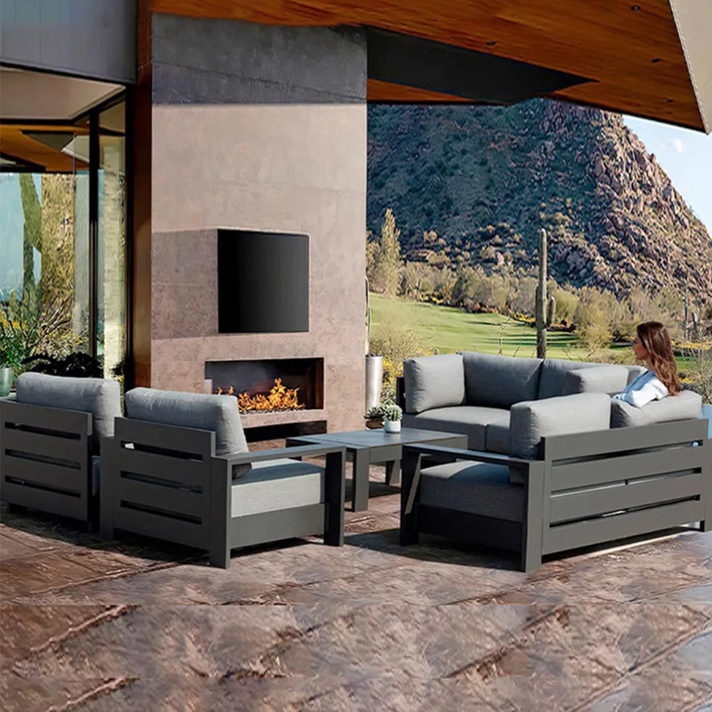 

qw-Nordic Outdoor Sofa Aluminum Alloy Designer Double End Table Outdoor Leisure Garden Courtyard Terrace Hotel Bed%