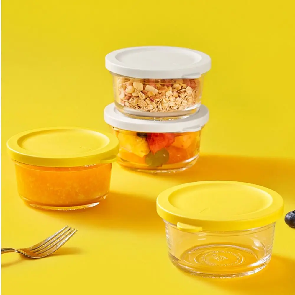 

Transparent Glass Cooking Cup with Clear Scale Leak-proof Food Storage Container with Lids Reusable Food Preservation Box Snack