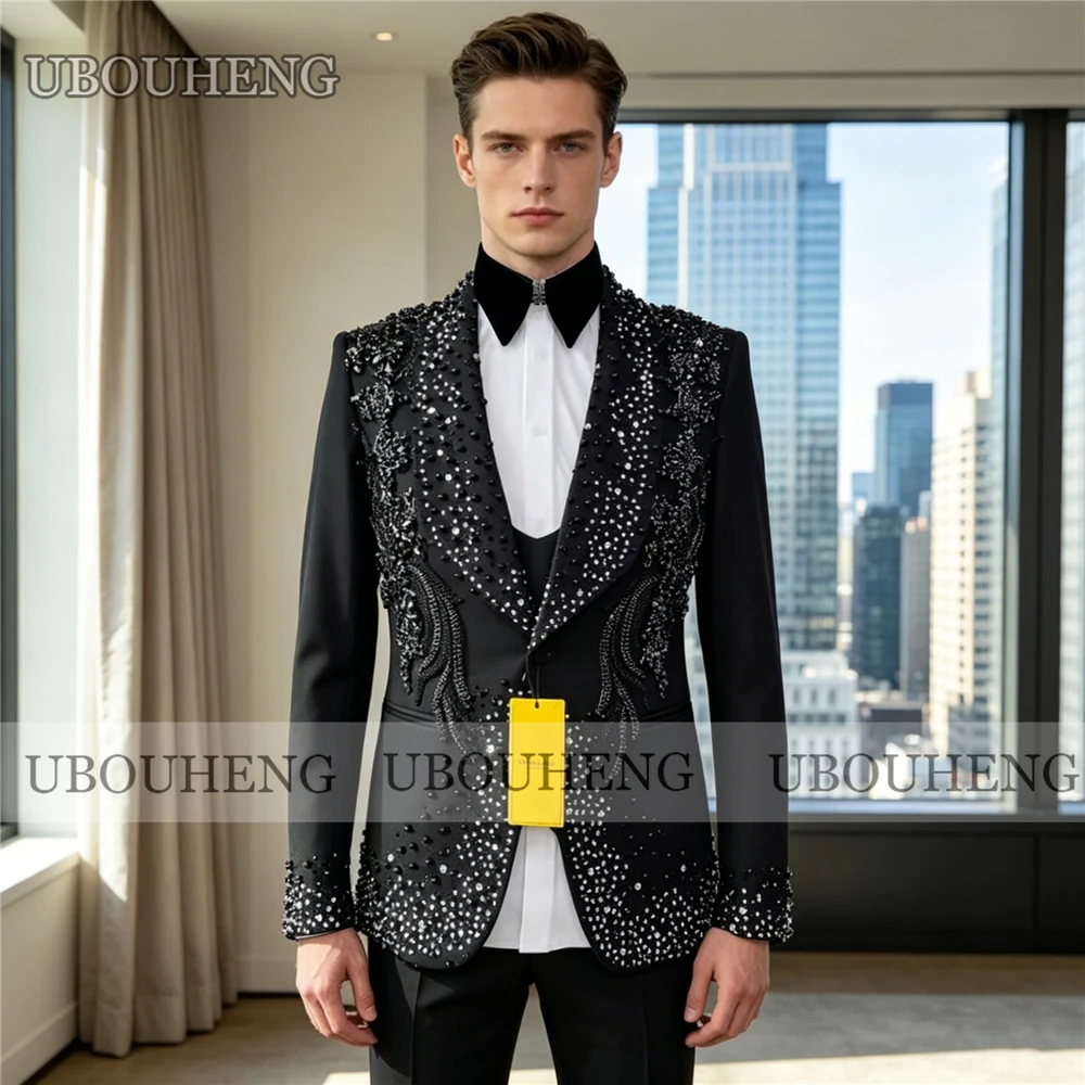 Traje de Lujo de 3 Piezas para - Formal Wear For Men Black Suit reseña y precio
