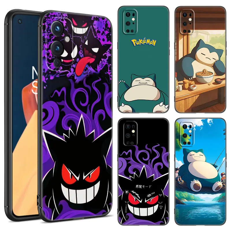 Cute S-Snorlax G-Gengar Black Silicone Phone Case For OnePlus 9R 10R 11R 12R ACE 2 Pro 2V 3V Nord CE 2 3 Lite 4 N10 N20 N30 SE