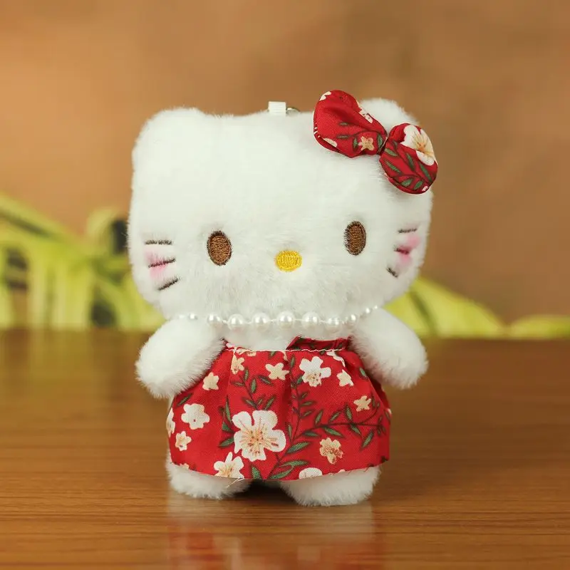 Cartoon Kitty Plüsch-schlüsselanhänger, süßes Kätzchen, Plüschtier, Puppenkleid, hochwertiger Rucksack-Anhänger, Auto, hängende Dekoration, Weihnachtsgeschenk