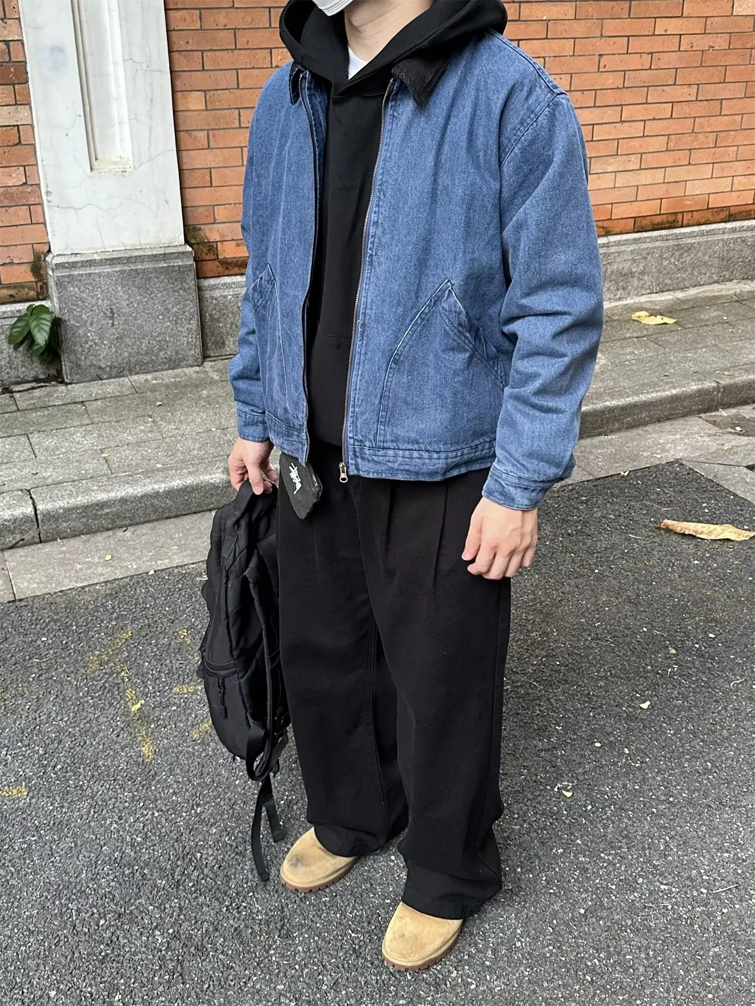 

Retro American Waed Cleanfit Color Blo Denim Jaet Loose Casual ort Sle for Men And Women Youth Faion