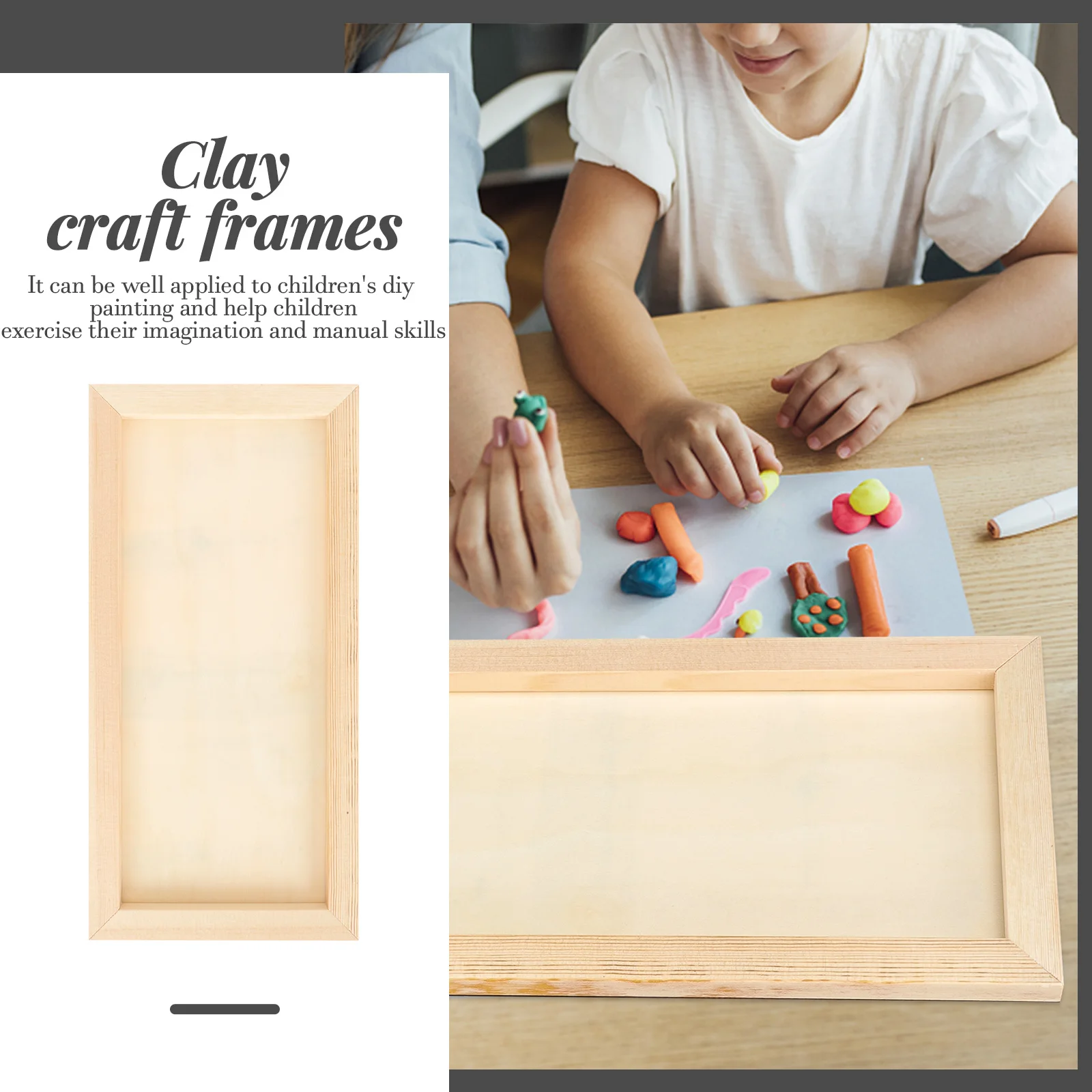 

3pcs Wooden Clay Painting Frames Diy Crafts Boards Kids Educational Art Supplies Unfinished Wood Frames Vinyl Projects Creative
