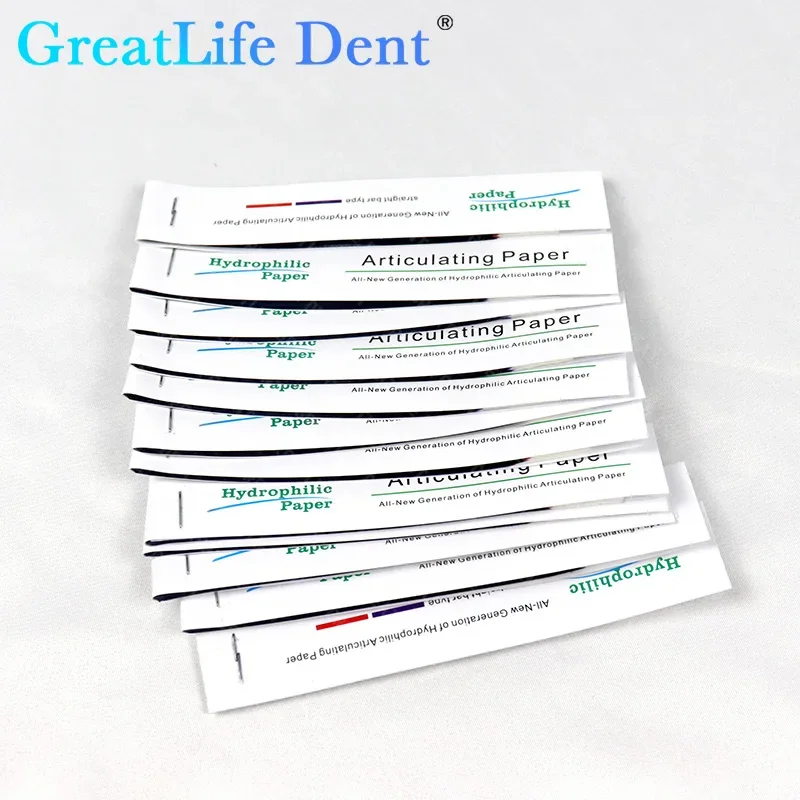 GreatLife Dent 5Box Dental Artikulationspapierstreifen Blau/Rot Doppelseitiges Bisspapier 100 μm Hydrophiles Papier Verbrauchsmaterial