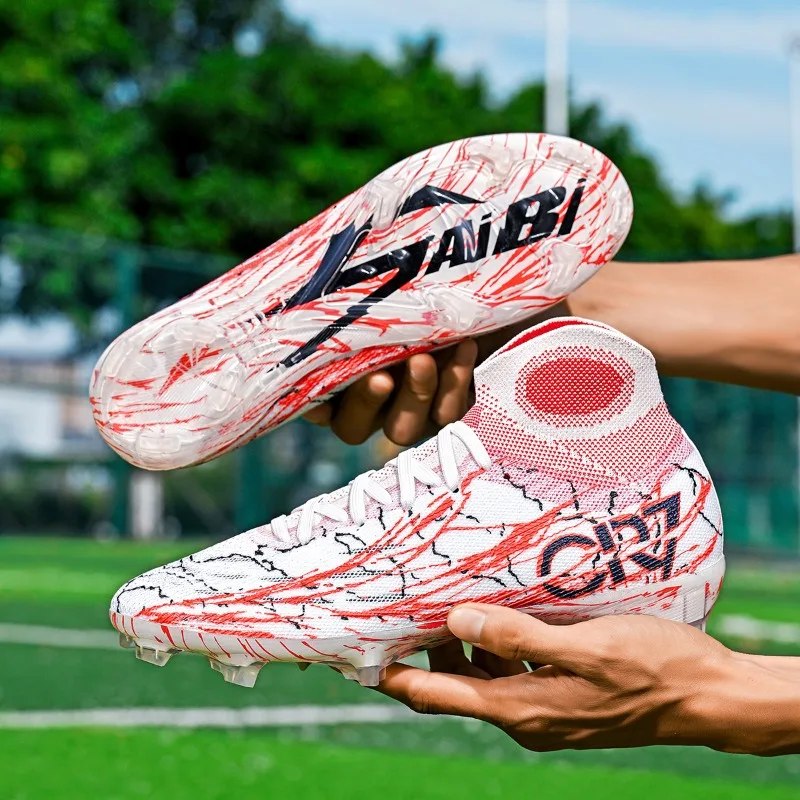 

High-top Football Shoes Mens Soccer Cleats Outdoor Lightweight Training Boots Ground Athletic Football Boots for Men/Women