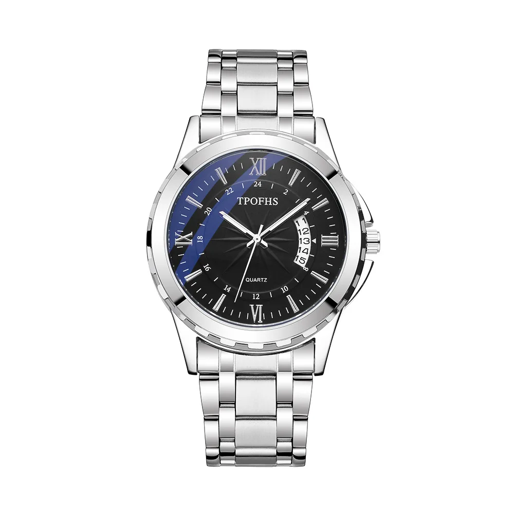 Men's Watch Leisure and Fashion Blue Light Window Calendar Quartz Watch Stainless Steel Male Clock UTHAI CQ266
