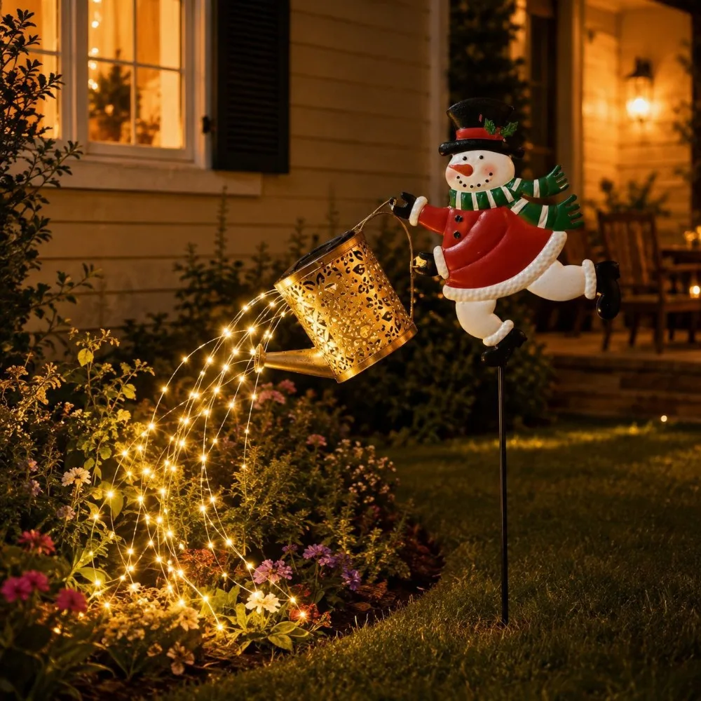 Solar Powered Christmas Santa Solar Kettle Light Weather Resistant Waterproof Lawn Landscape Festive Lights Decorative Design