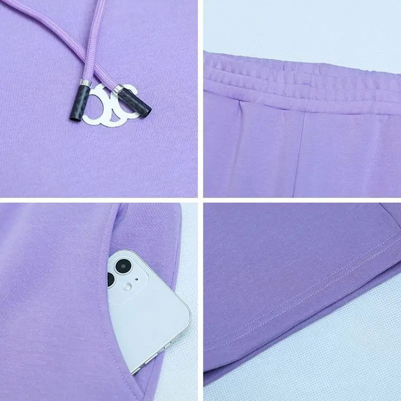 Faionable-Conjunto de dos piezas informal para mujer, conjunto de ropa deportiva con sudadera morada juvenil, primavera y otoño, 2025