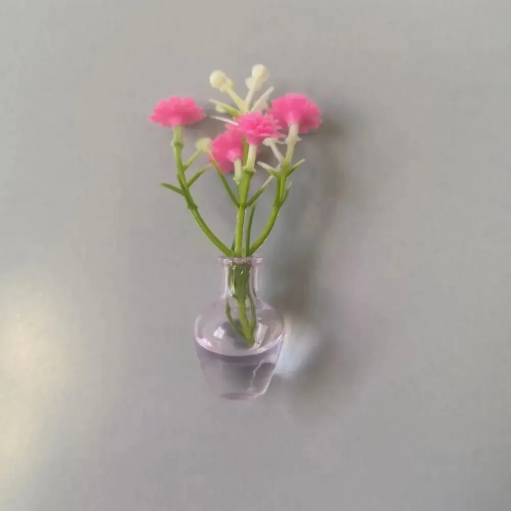 Mini Transparent Vase Flower Fridge Magnet, Cute Tiny Floral Bottle Refrigerator Decor Magnet, Dollhouse Miniature Ornament
