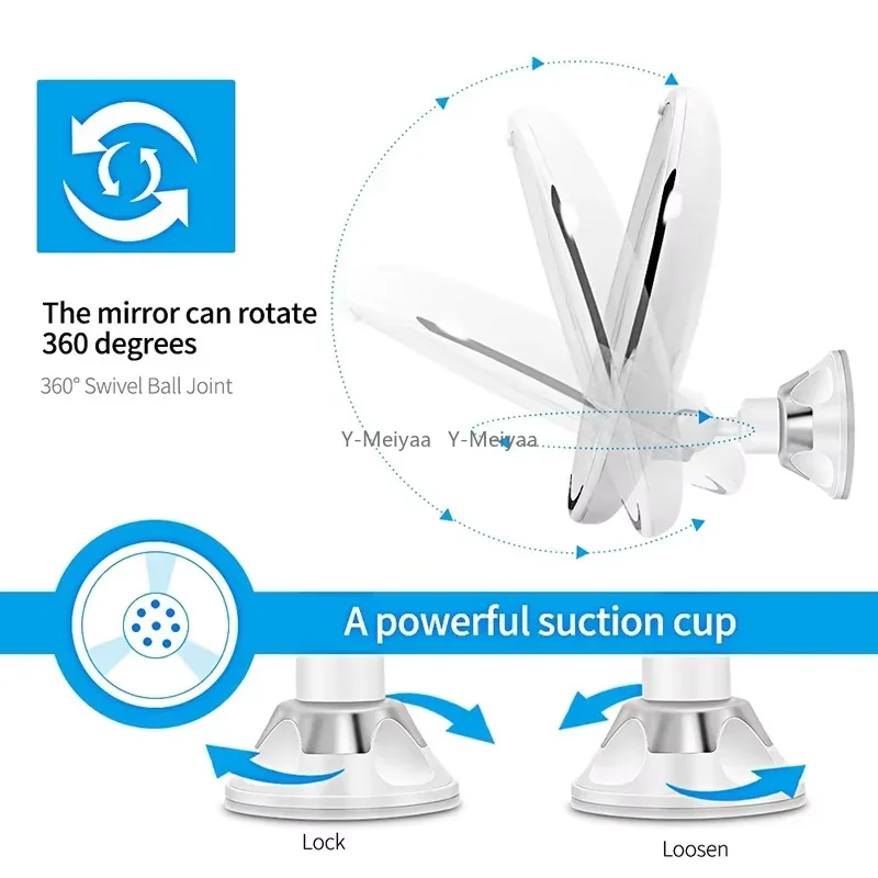 Espelho de vaidade de ampliação flexível 10x com espelho de maquiagem iluminado por LED Iluminação de vestir Lâmpada de maquiagem Ventosa inferior