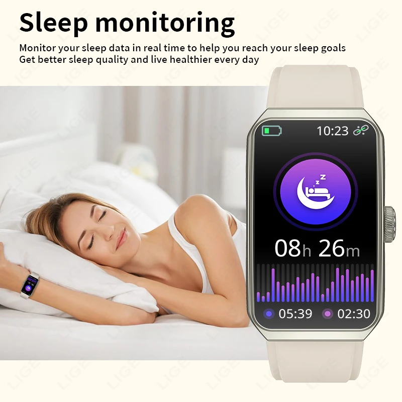 LIGE 1.47 ''wodoodporny silikonowy inteligentny zegarek mężczyźni wiadomość monitorowanie snu sport Smartband krokomierz bransoletka z przypomnieniem o informacjach