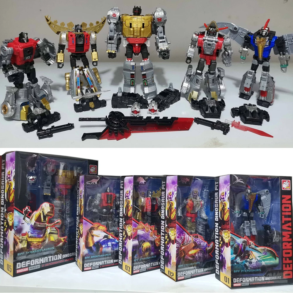 

BPF Dinosaur 5IN1 Transformation Toys G1 Combination Dinobot Deformation Grimlock Swoop Sludge Slag Snarl Figure Robot Alloy KID