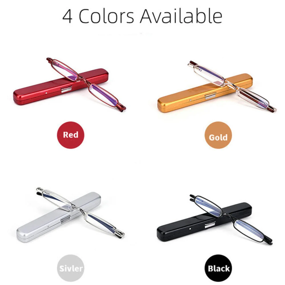 Reading Glasses Women Men Ultra-light Portable Mini Reading Glasses with Pen Tube Case HD Prescription Glasses Diopter Plus 2.5