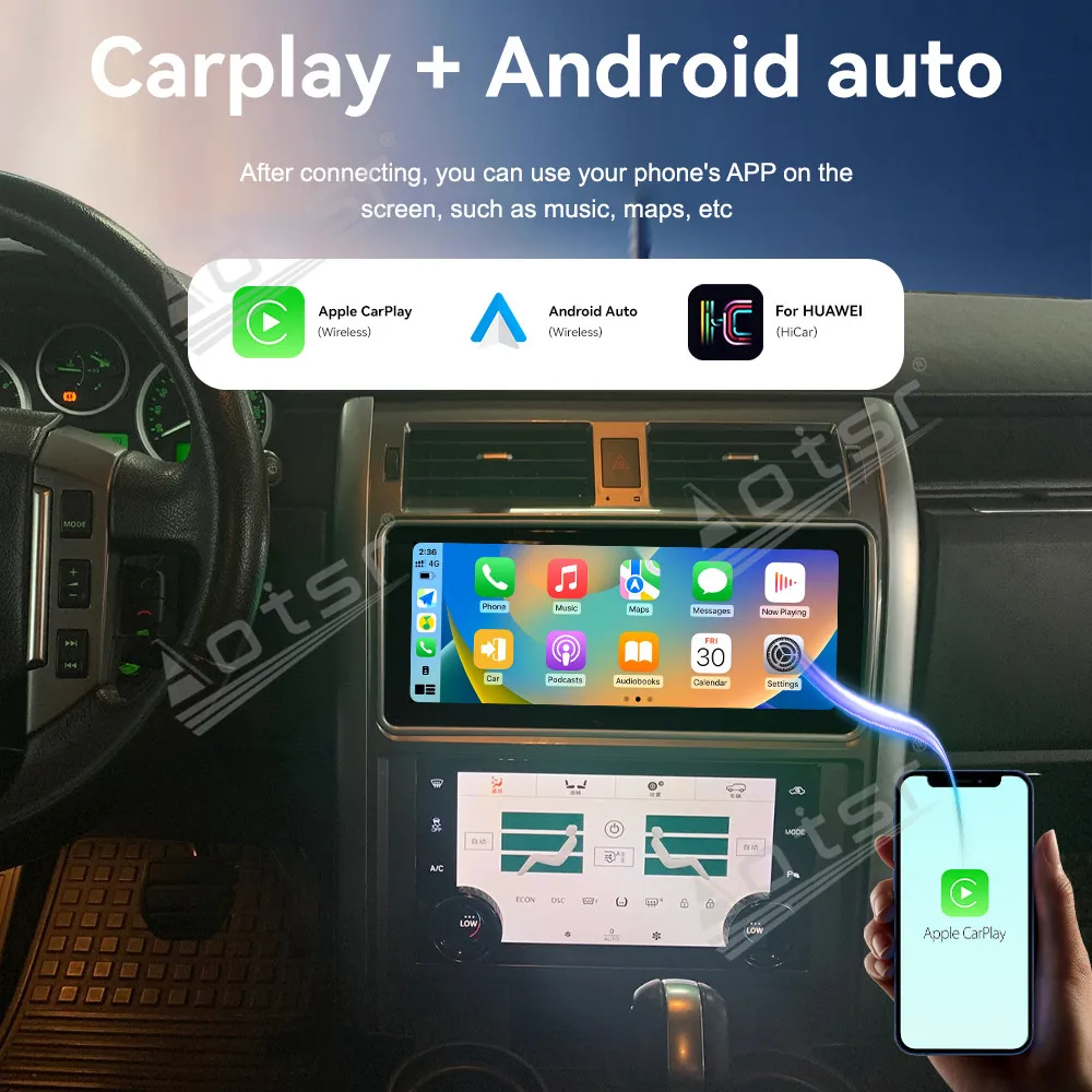 Aotsr CarPlay QLED Car Radio Android 13.0 For Land Rover Discovery 3 2009-2013 GPS Navigation Stereo Multimedia Player Head Unit