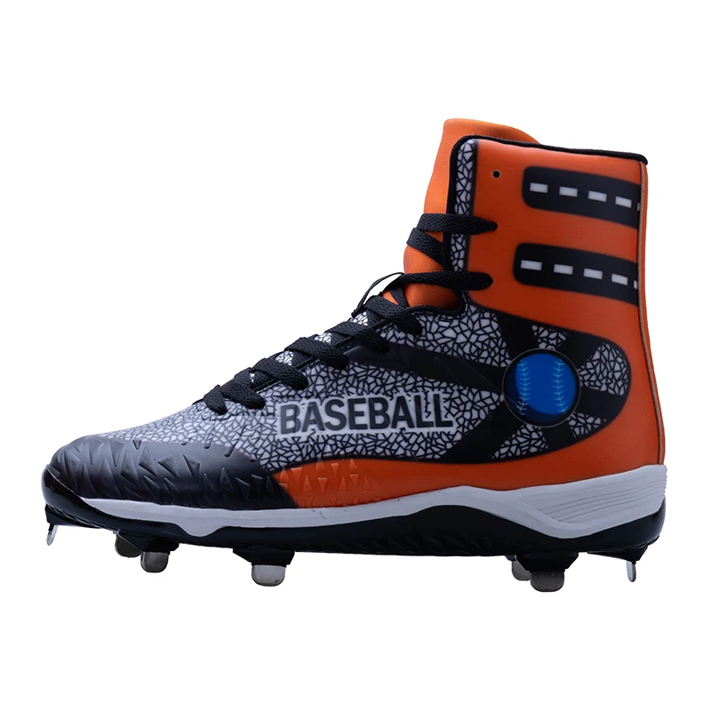 Professional Men Baseball Shoes Anti-Slip Spiked Baseball Sneakers High Top Softball Training Shoes Comfortable Outdoor Sneakers