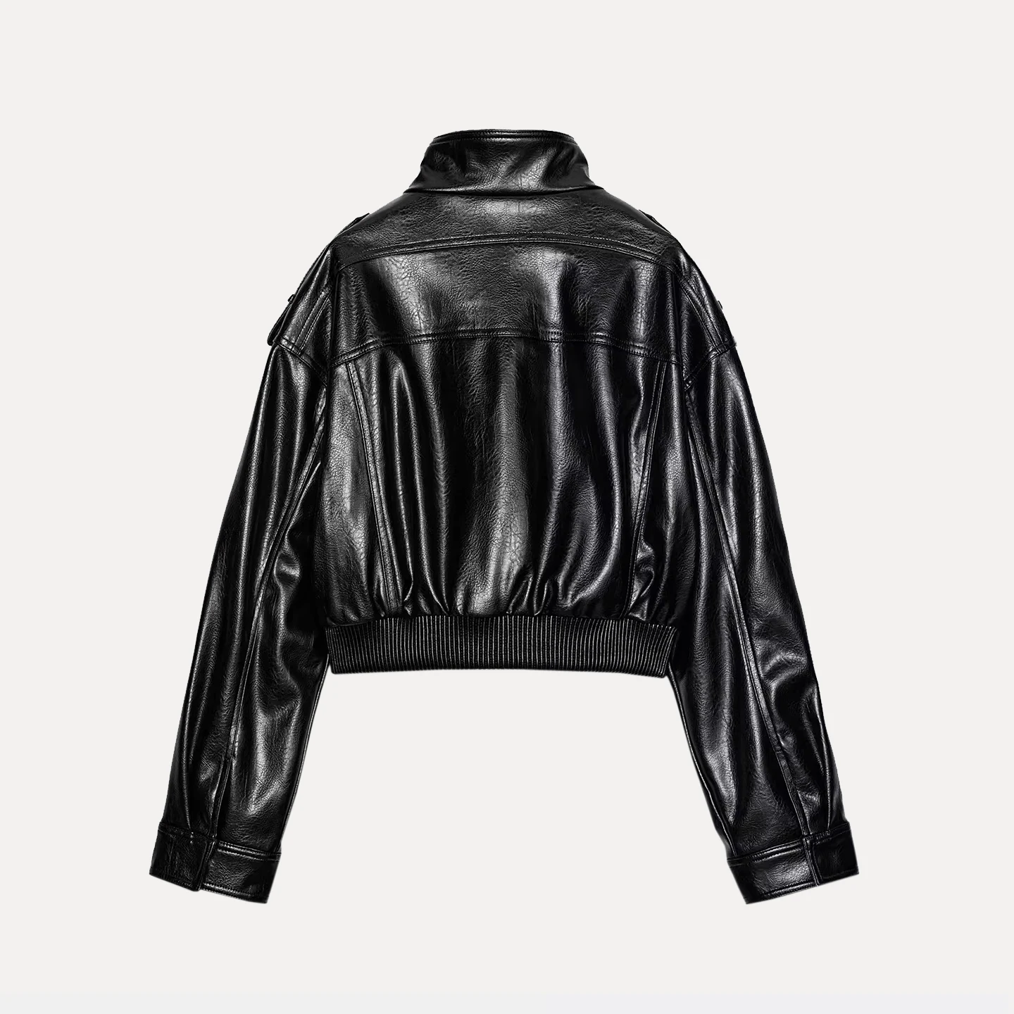 Z 2025 New Faion Personali Women's Jaet Outerwear Leather Strap Clip-On Casual Loose Fit ort Coat Zipper