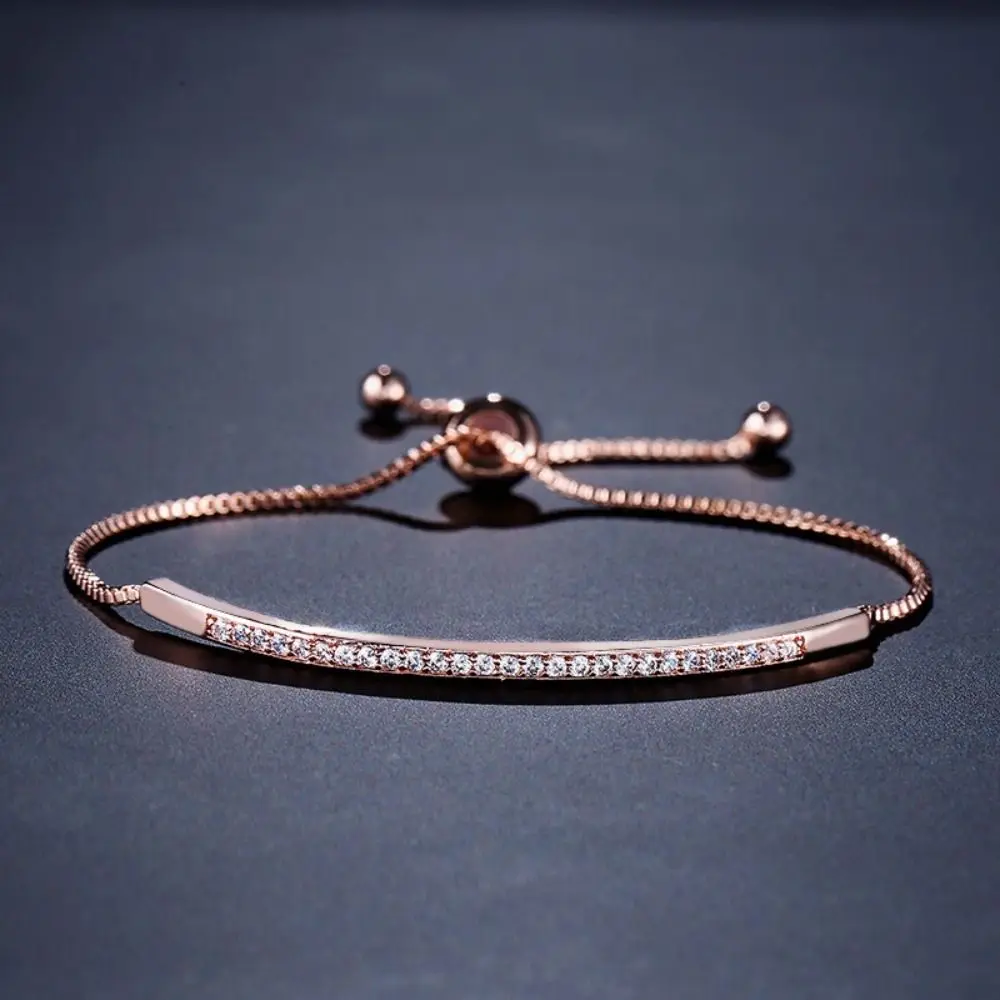 

Elegant Adjustable Crystal Bracelet Stainless Steel Jewelry Rhinestone Bracelet Delicate Charm Simple Hand Bangle Female