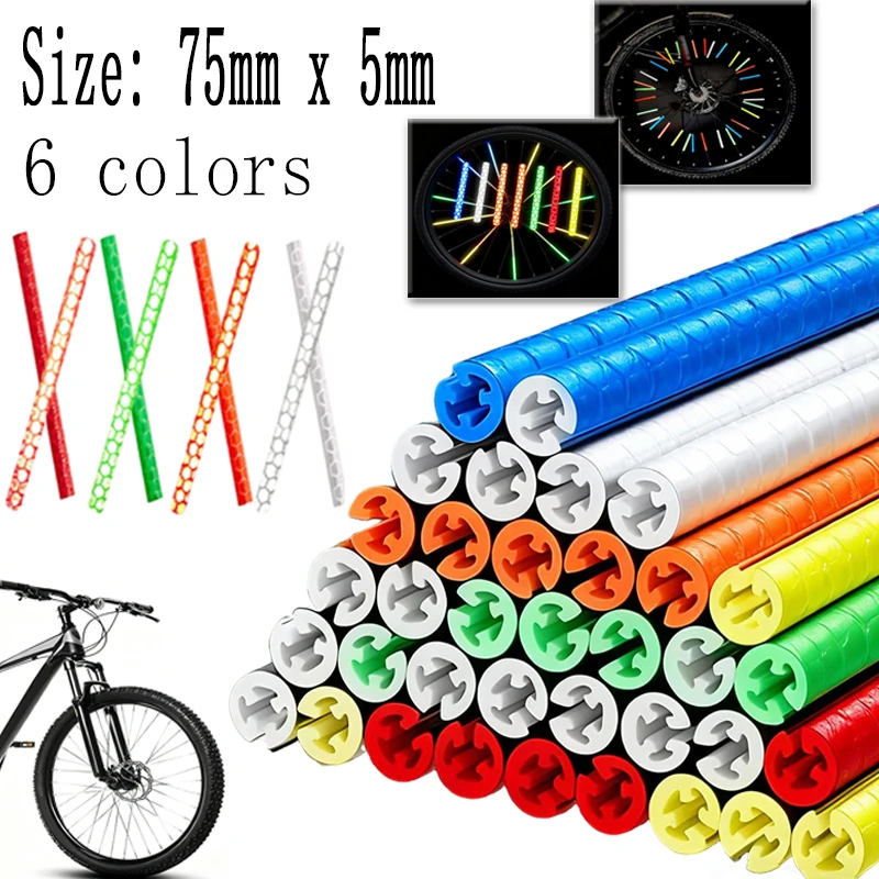 12 ~ 72 stücke Fahrrad Rad Speichen Reflektierende Aufkleber Bunte Rohr Warnung Sicherheit Licht DIY Reflektor Reflektierende Sicherheit Kit – Detail 1