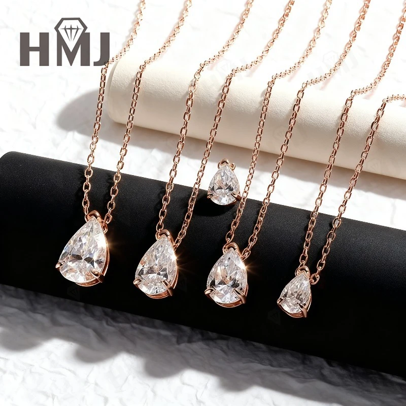 1–4 قيراط قلادة مويسانيتي على شكل كمثرى أنيقة بثلاثة مخالب قلادة كلاسيكية للنساء مثالية لحفلات الزفاف والذكرى السنوية والارتداء اليومي #1