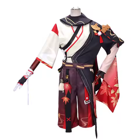 Genshin Impact Kaedehara Kazuha Cosplay Costume Halloween Carnival Samurai Costume Wig Red Glasses Women'S Christmas Costume