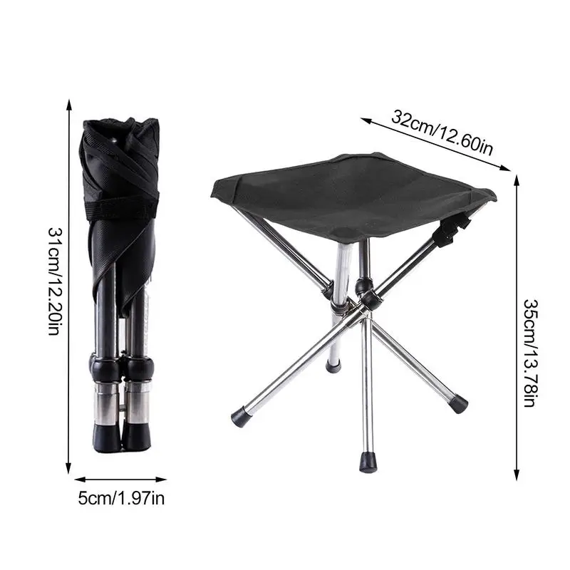 Foldable Stainless Camp Stool Camping Chair Foot Stool High Load Bearing Portable Small Outdoor Fishing Stool For Beach Hiking