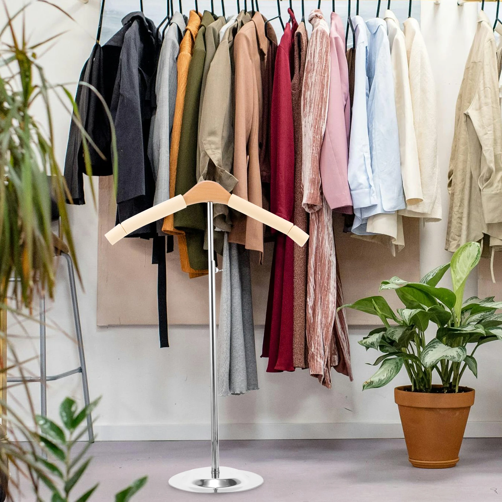 

Stable T-Shaped Clothing Rack Clothes Holder Retail Stores T Shirt Display Vendors Portable Clothes Rack Elegant Coat