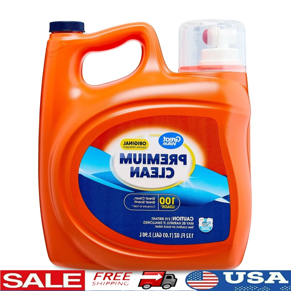 

Оригинальный стиральный порошок премиум-класса, фермент, удаление пятен, устранение запаха, 100 нагрузок, жидкость для стирки, 132 унции, семейный размер